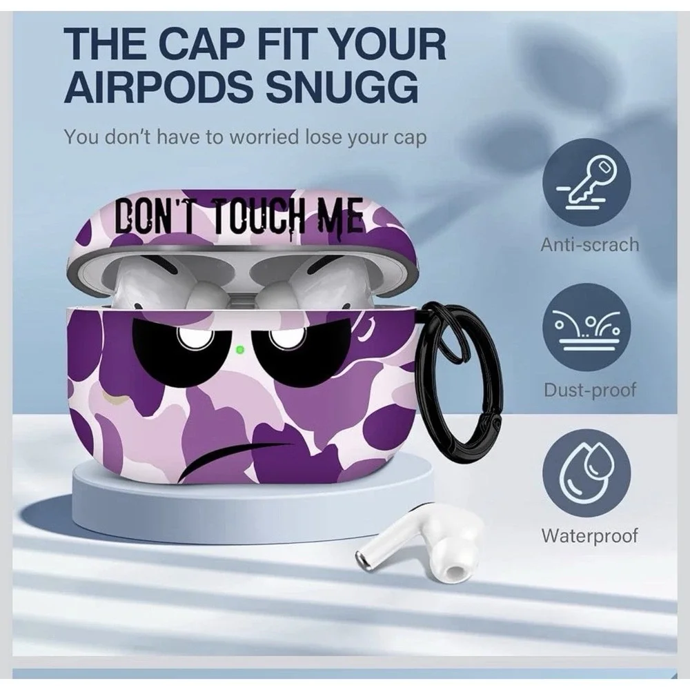 AirPod Pro Case Don't Touch Me Cover with Keychain/Lanyard Soft Cute Shockproof
